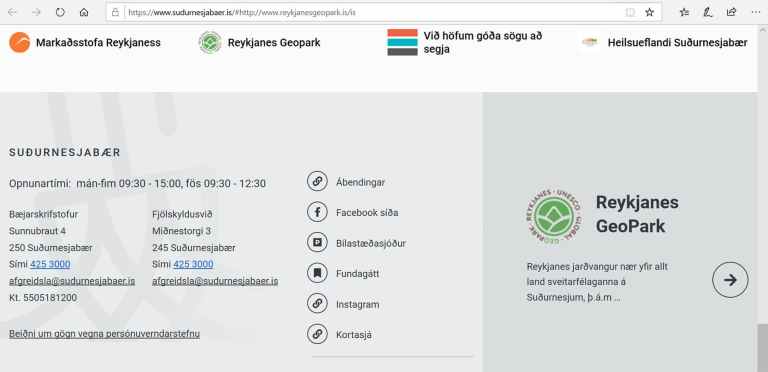 Skjáskot af fæti vefsins